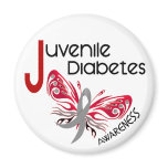 Juvenile Diabetes BUTTERFLY 3 magnets