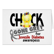 Juvenile Diabetes Chick Gone Grey 2 Card