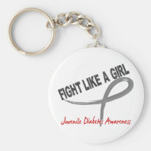 Juvenile Diabetes Fight Like A Girl 7.3 Keychain