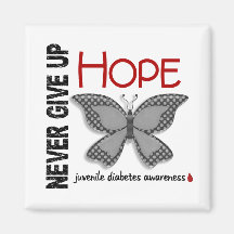 Juvenile Diabetes Never Give Up Hope Butterfly 4.1 Fridge Magnet