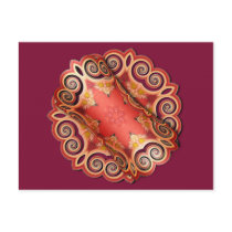 K143 Red Swirl Curl Postcards