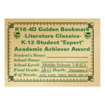 K16-4D Golden Bookmark -Literature Classics- 100ct Business Card