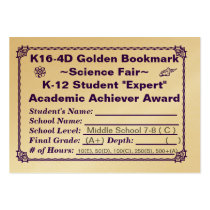 K16-4D Golden Bookmark ~Science Fair~ Jr. Hi 100ct