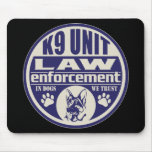K9 Unit In Dogs We Trust Blue Mousepads