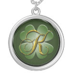 K Black Green Gold Monogram Initial Pendant K