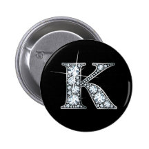 "K" Diamond Bling Button