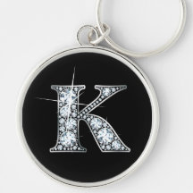 "K" Diamond Bling Keychain