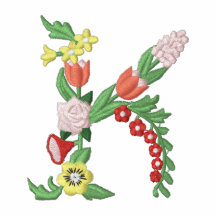 K floral monogram embroidered womens polo shirt