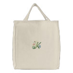 K monogram floral butterfly embroidered tote bag embroidered bags