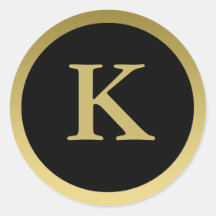 K :: Monogram K Elegant Gold and Black Sticker