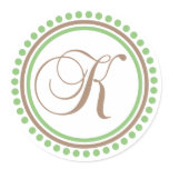 K Monogram (Mint Green / Brown Dot Circle) stickers