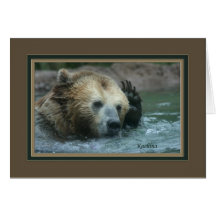 kachina_grizzly bear with paw to head 5615 greeting card