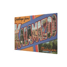 Kalamazoo, Michigan - Large Letter Scenes Canvas Print