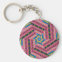 Kaleidoscope Aztec inspired pattern Key Chains