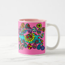 Kaleidoscope Easter Bunny   Pink   Mug