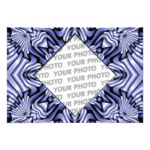 Kaleidoscope frameART - blue + your photo & text Invitations