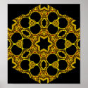 Kaleidoscope Gold Skull Mandala 1 posters