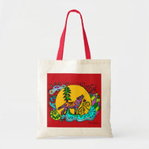 Kaleidoscope Howling Wolf  Red    Tote Tote Bag