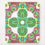 Kaleidoscope Pattern, white and green tints Mouse Pads