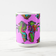 Kaleidoscope Ponies in Pink- Horses Coffee Mugs