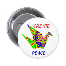 Kaleidoscopic Peace Crane Button