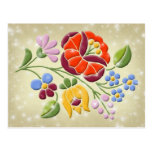 Kalocsa Embroidery - Hungarian Folk Art Postcard