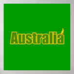kangaroo australia logo yellow and green gifts print
