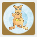 kangaroo brown square sticker
