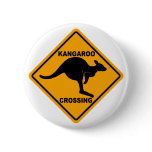 Kangaroo Crossing Sign Pinback Button