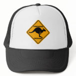 Kangaroo Crossing Sign Trucker Hats