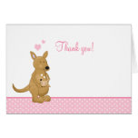 Kangaroo Thank you Notes - Mummy and Baby Pink Cards