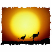 Kangaroos against the desert sun photo cutouts