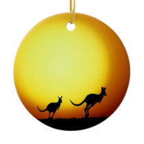 Kangaroos in the Australian Outback Christmas Ornaments