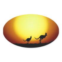 Kangaroos in the Australian Outback Oval Sticker