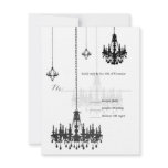 Kanji for Love 7 Black Chandeliers Wedding RSVP invitations