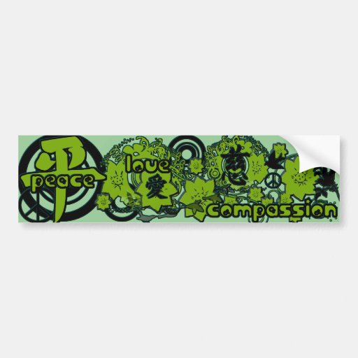 Kanji for Peace-Love-Compassion Bumper Stickers