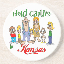Kansas Funny Trailer Park Sandstone Coaster
