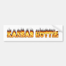 Kansas Hottie fire and flames Bumper Stickers