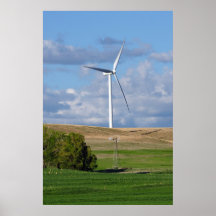 Kansas Windmill and Wind Turbine Poster