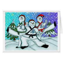 Karate Christmas Snowmen Cards