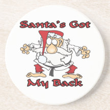 karate santas got my back funny cartoon coaster