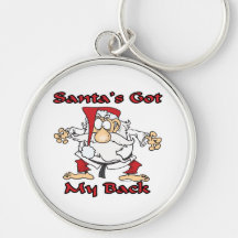 karate santas got my back funny cartoon keychain