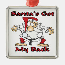 karate santas got my back funny cartoon christmas tree ornaments