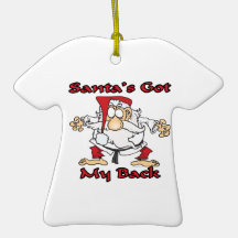 karate santas got my back funny cartoon christmas tree ornament