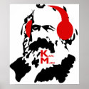 KARL MARX WITH HEADPHONES posters