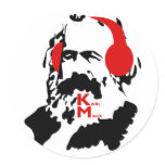KARL MARX WITH HEADPHONES stickers