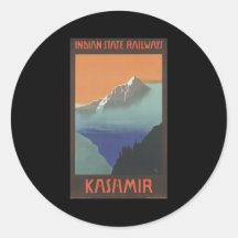Kashmir Indian State Railways Round Stickers