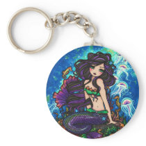 "Kathleen" Mermaid and Jellyfish Keychain