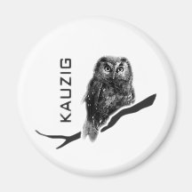 Kauz Eule Uhu käuzchen owl bird kauzig Kühlschrankmagnet