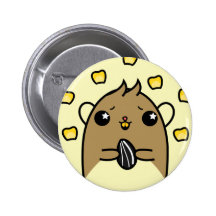 Kawaii Adorable Cartoon Brown Gerbil Button